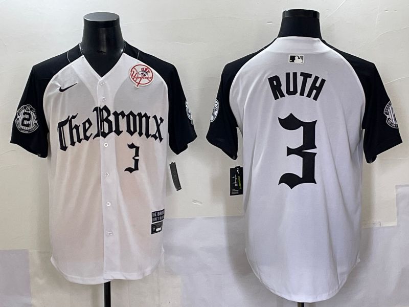 Men 2025 New York Yankees #3 Ruth White black Five generations Joint Name Nike MLB Jersey style 57->new york yankees->MLB Jersey